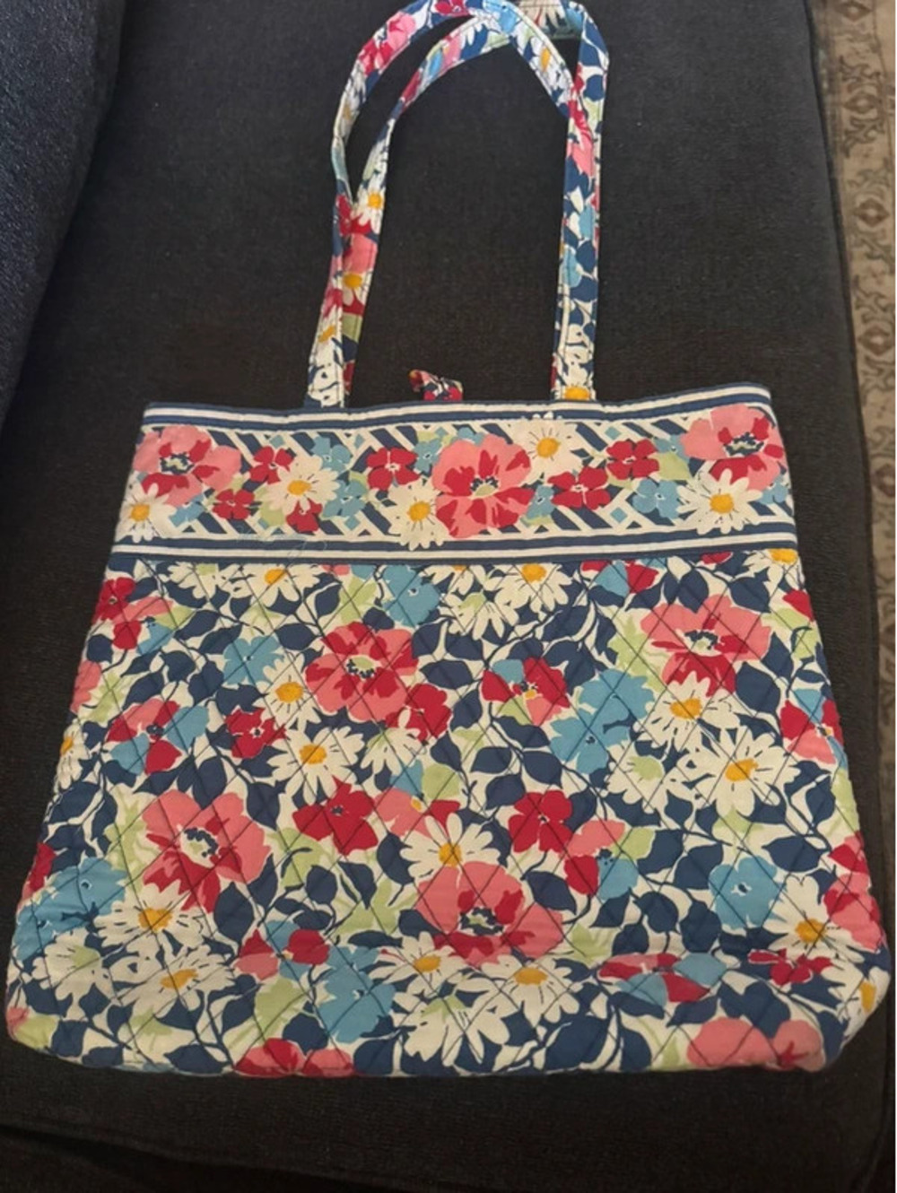 Vera Bradley Quilted Floral Tote Bag Shoulder Purse Cottage fairy school beach - Picture 7 of 9